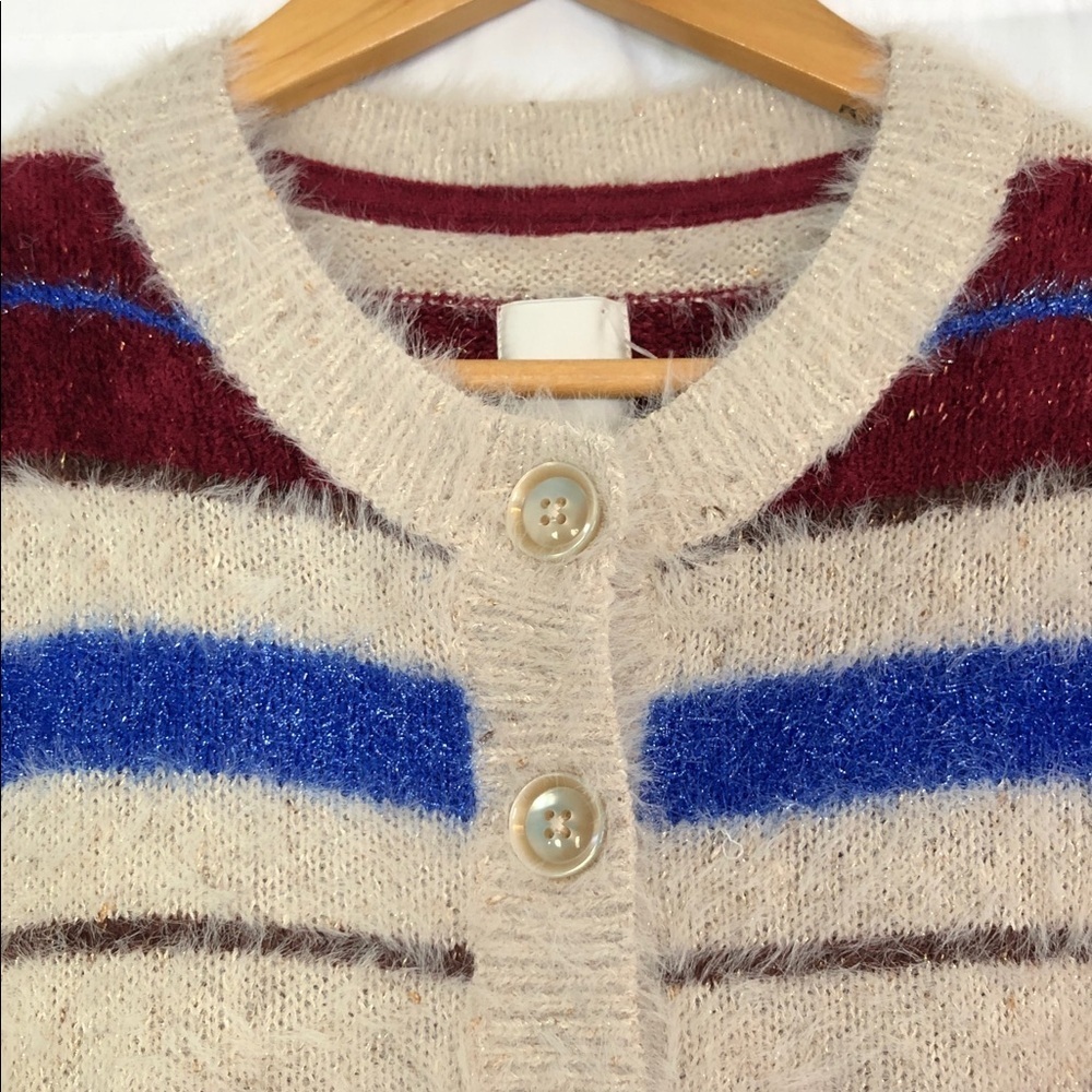 Maeve Anthropologie Short-Sleeve Fuzzy Cardigan Sweater Size S - Picture 7 of 11
